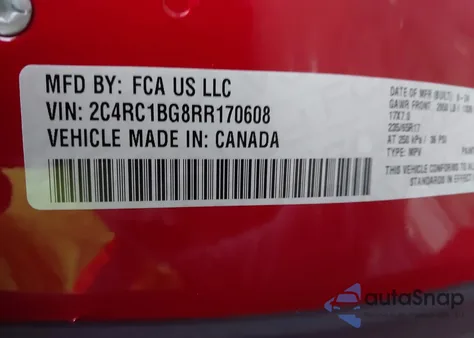 2024 Chrysler Pacifica Touring L z USA, uszkodzony, nr VIN 2C4RC1BG8RR170608